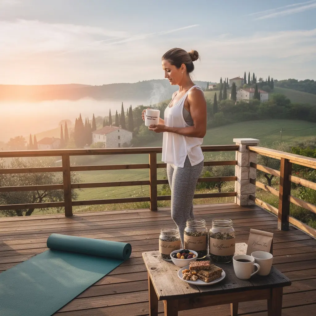 Zeleni čaj s dodacima nara na bijelom tanjuru.